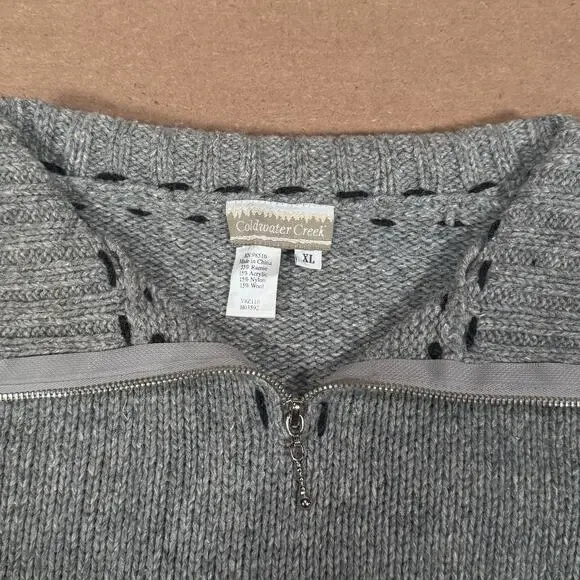 Vintage Grey Moose Half Zip Knit Sweater Winter Outdoor Fits Lrg Coldwater Creek - Picture 7 of 8
